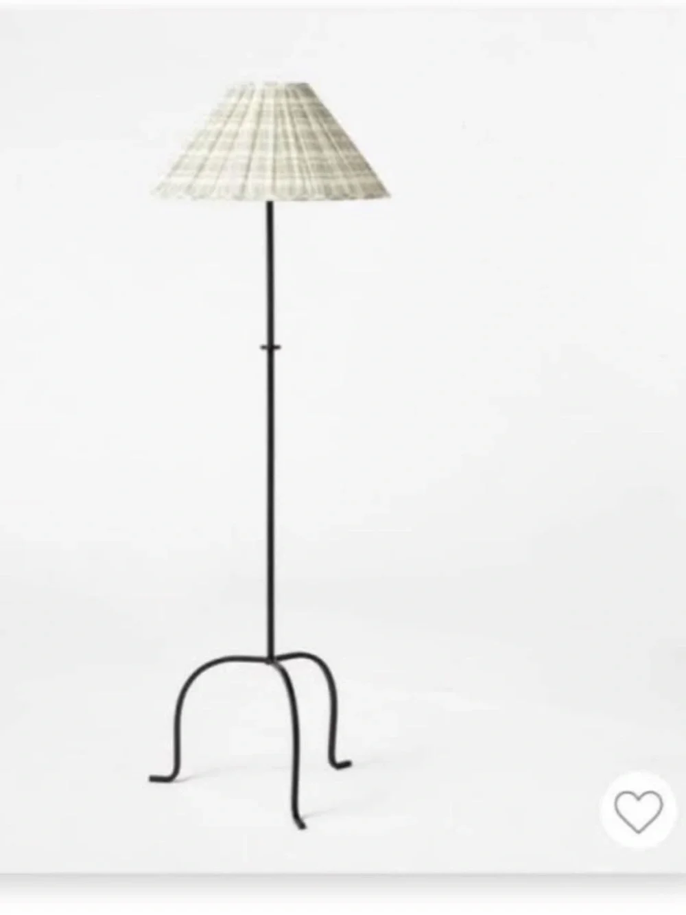 Studio McGee RARE Black Metal Floor Lamp with Green Pleated Shade